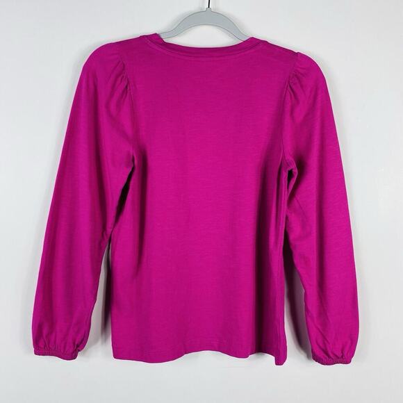 Ann Taylor LOFT Size XS Textured Balloon Sleeve Top Pink 100% Cotton - Picture 4 of 6